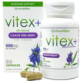 VH Nutrition VITEX+ | Vitex Chasteberry Supplement for Women | Hormonal Balance* and Fertility Support* | 650mg Per Serving of Vitex Berry Extract Powder | 60 Capsules