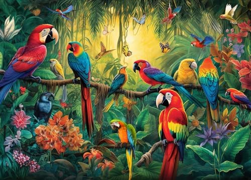HUADADA Jigsaw Puzzles for Adults 1000 Pieces, Birds in Forest Interlock Perfectly Letter on Back No Dust, Home Decor Birthday Party Toy for Men Women Elders Seniors (27.5"x19.6"), 1:1 Poster