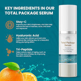 Sun Coast Sciences - Total Package Serum, All-In-One Vitamin C, Hyaluronic Acid, Peptides Serum For Face, Anti-Aging Facial Super Serum for Wrinkles, Brightening, Dark Spots - 1 fl oz