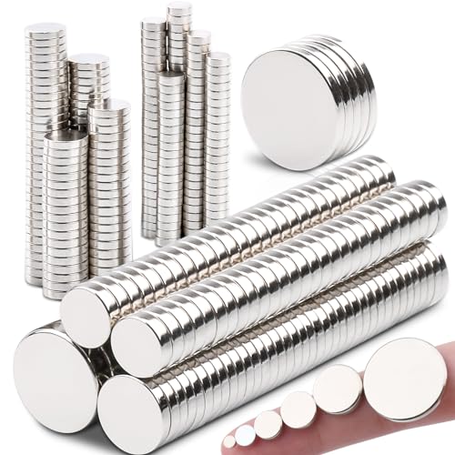 345PCS Strong Neodymium Disc Magnets, Magnets in 6 Different Sizes,Rare Earth Magnets Heavy Duty Round Small Magnets Tiny Magnets for Crafts,Refrigerator Magnets for Office School Whiteboard Kitchen