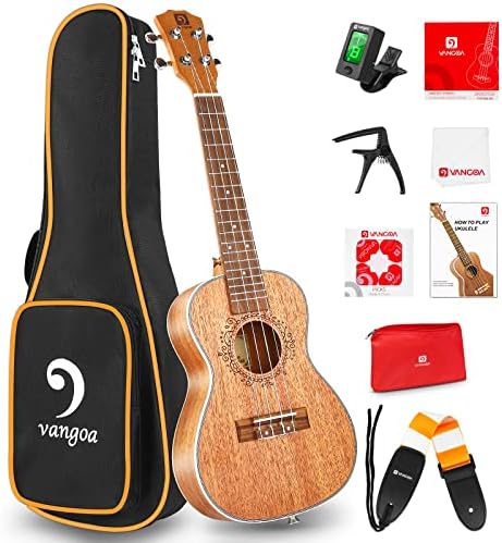 Ukulele Concert Mahogany Bundle 23 inch Ukelele for Beginners Adults Professional Four String Wooden Hawaiian Starter Uke Kit, by Vangoa
