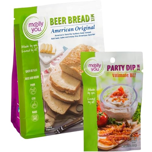 Molly and You American Original Beer Bread Mix & BLT Party Dip Mix Combo – Gourmet, Vegan Friendly, Dairy Free, Artisan Bread Kit - No Bread Machine Needed - Just Add Beer or Soda
