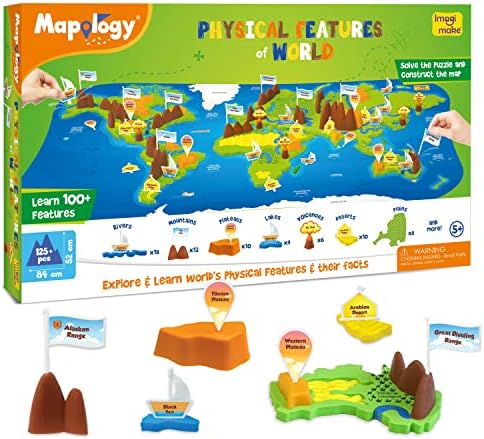Imagimake Mapology Physical Features | World Map for Kids | 3D Puzzles for Kids Ages 8-10 | Educational Toys for Kids 8-12 | Gifts for Boys & Girls 8-12 | Building Toys Gift For Birthday and Christmas