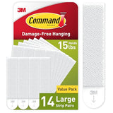 Command 15 lb Large Picture Hanging Strips 14 Pairs (28 Command Strips), Damage Free Hanging Picture Hangers, No Tools Wall Hanging Strips for Home Decor, White Adhesive Strips