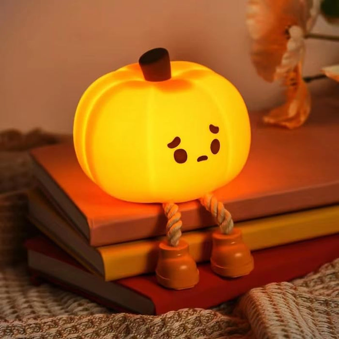 Dylviw Pumpkin Night Light, Cute LED Lamp, Silicone Dimmable Nursery Nightlight for Kids, Silicone Rechargeable Bedside Touch Lamp, Funny Office Desk and Halloween Decor Toy for Woman and Kids