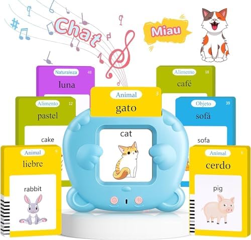 Spanish & English Talking Flash Cards for Toddler 1-6 Year Olds, Learning Montessori Toys with 224 Sight Words, Speech Therapy Toys, Children's Sensory Preschool Learning Educational Birthday Gifts