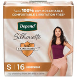 Depend Silhouette Adult Incontinence & Postpartum Bladder Leak Underwear for Women, Maximum Absorbency, Small, Pink, 16 Count, Packaging May Vary