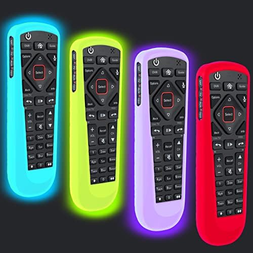 4 Pack Cover for Dish Network Remote, Case for Dish TV Remote Control 52.0/54.0 Replacement, Silicone Skin Sleeve Glow in The Dark Green Blue Purple Red