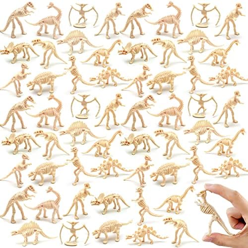 Qiuttnqn 60 Pack Dinosaur Fossil Skeletons,Plastic Figures Dino Bones,Dinosaur Skeleton Toys for Dino Sand Dig,Science Play,Party Favor,12 Styles