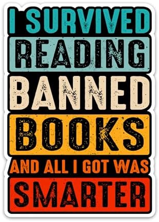 (3PCs) I Survived Reading Banned Books Sticker, Funny Bookish Stickers for Readers, Vintage Bookworm Gifts Waterproof Vinyl Stickers for Kindle Tablet Laptop Water Bottle Decals (3 Inches)