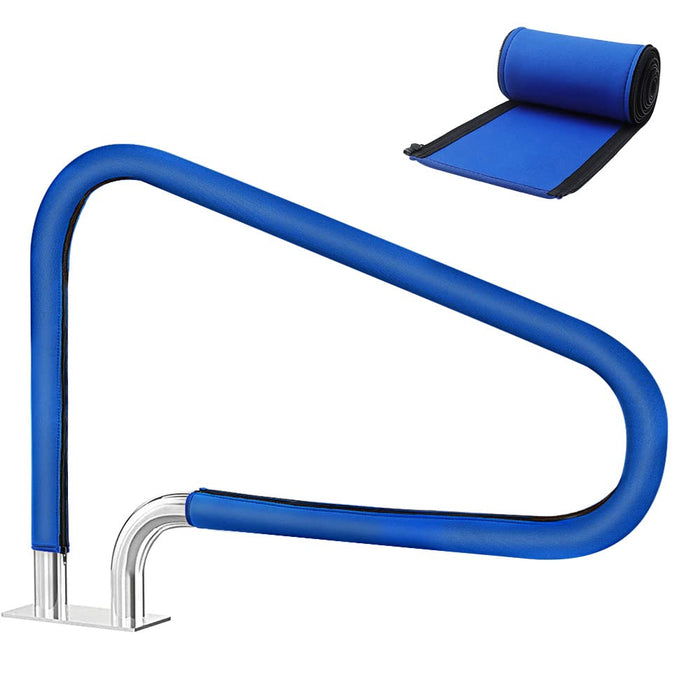 Pool Handrail Cover, 10 Feet Swimming Pool Hand Railing Covers with Zipper Non Slip Anti-Scald Safety Rail Grip Handles Sleeve for Swimming Pools Inground Ladder Hand Rail Grips-Blue