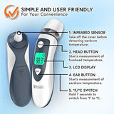 iProven Thermometer for Adults Forehead and Ear - Fever Alarm, 1 Second Reading, Color Temperature Indicator, 20 Readings Memory Recall, Medical Thermometer for Adults Kids and Babies - DMT-489