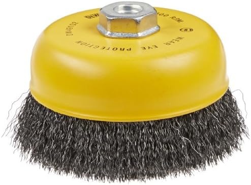 DEWALT Wire Cup Brush, Crimped, Carbon Steel, 6-Inch x 5/8-Inch, 11 HP, .014-Inch (DW49102)