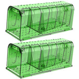 CaptSure Original Humane Mouse Traps, Easy to Set, Kids/Pets Safe, Reusable for Indoor/Outdoor use, for Small Rodent/Voles/Hamsters/Moles Catcher That Works. 2 Pack (S-Squared, Green)