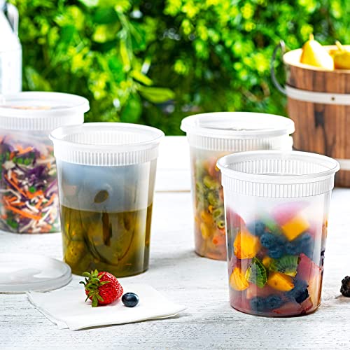 Comfy Package [32 oz. - 24 Count Plastic Deli Containers with Lids - Disposable Food Storage Containers With Airtight Lids, Ideal for Soups, Stews, and Meal Prep