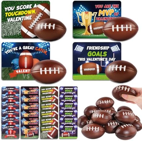 OCHIDO Valentine's Day Cards for Kids,24 Pack Valentine's Greeting Cards with Sports Squeeze Balls Kits,for School Classroom Prizes ,Valentine Gifts Exchange ,Valentines Party Favors for Boys Girls