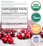 USDA Organic Cranberry Pills - 50:1 Concentrate Equals 25,000mg of Fresh Cranberries (Vegan) for Urinary Tract Health & Kidney Cleanse - Cranberry Pills for Women - UTI Support Supplement 120 Capsules