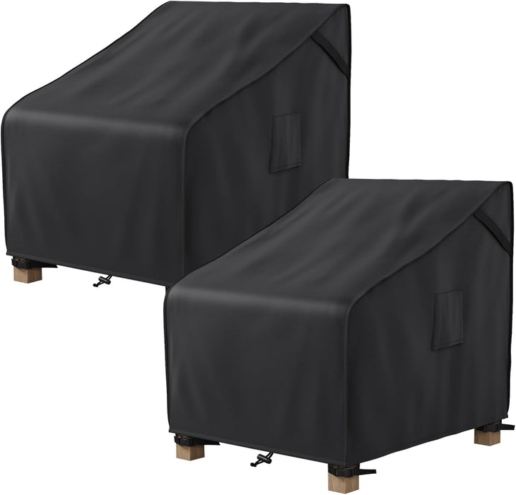 MR. COVER Patio Chair Covers Waterproof, Outdoor Furniture Covers for Rocking Chair, Heavy Duty Anti UV Chair Cover, Fits up to 35"W x 40"D x 35"H, Air Vent and Handles Included,Black, 2 Pack