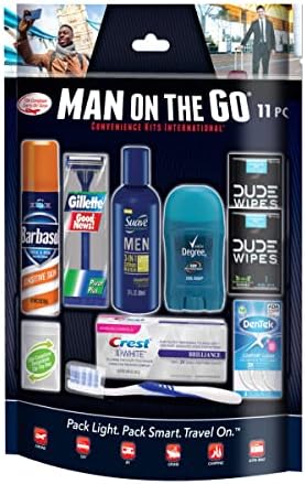 Convenience Kits International Men’s 11 Piece Kit with Oral Care and Grooming Essentials, Featuring: Travel Size Products, Blue