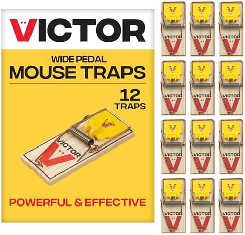 Victor Mouse Traps M035-12, Plastic Pedal, Sustainably Sourced FSC Wood, Wooden Mouse Traps, 12 Pack