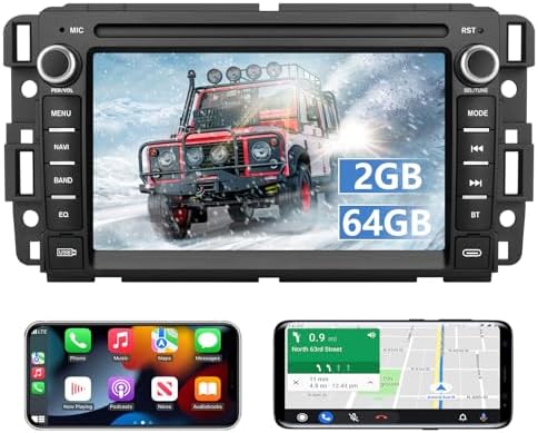 Car Stereo Radio for Chevy Silverado Tahoe GMC Sierra Yukon, Android 13 with CarPlay Android Auto Bluetooth GPS Navigation Touch Screen Head Unit, 7 Inch IPS Screen 2GB RAM+ 64GB ROM