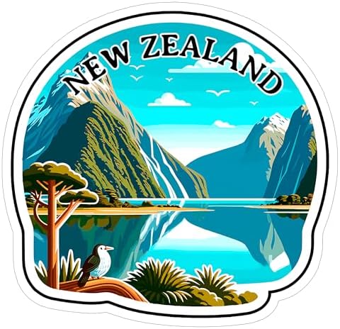 New Zealand Sticker Adventure Souvenir Decal Vinyl Small Waterproof for Water Bottle Mug Passport Scrapbook Notebook Laptop Tumbler Skateboard Computer Phone 4" ID44990