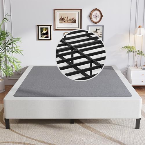 Queen Box Spring, 9 Inch Box Spring for Queen Bed, Heavy Duty Metal Frame Mattress Foundation Support for 3000lbs, Easy Assembly, Noise Free, Non Slip