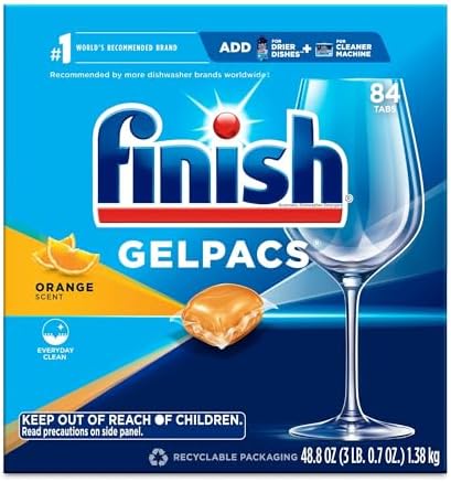 Finish Dishwasher Detergent Soap, All In 1 Gel Pacs, Orange Blossom, 84 Tablets