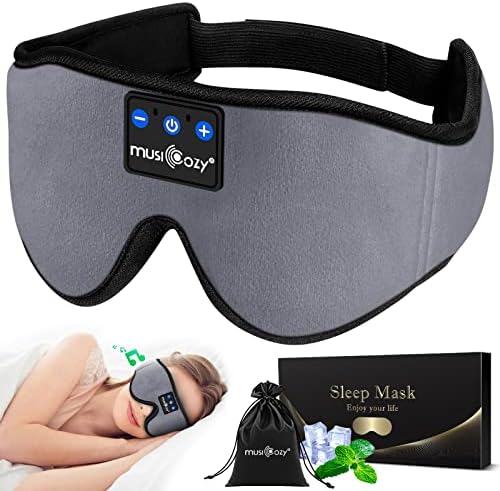 MUSICOZY Sleep Headphones, Bluetooth 5.4 Sleep Mask Headband Headphones Sleeping Eye Mask, Wireless Music Earbuds Earphones with HD Headphones Ultra-Thin Stereo Speakers for Side Sleepers Men Women