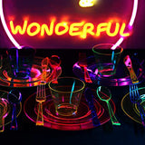 Supernal 216pcs Neon Party Supplies Plates,Includes Hard Plastic Dispoable Neon Party Plates,Cups,Cutlery Forks Knives Spoons in Neon Pink,Blue,Green,Yellow, Pefect for Birthdays,Halloween Party