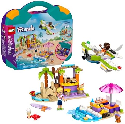 LEGO Friends Creative Beach and Travel Suitcase Toy Building Set - Portable Pretend Play Set for Kids, Girls and Boys, Ages 5+ - Preschool Toy with 2 Minidolls - 42672