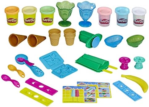 Play-Doh Kitchen Creations Ice Cream Party Set, 22 Tools & 6 Colors, 2-Ounce Cans, Preschool Toys, Easter Gifts for Girls & Boys, Ages +3 (Amazon Exclusive)