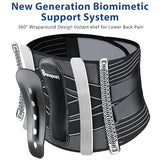 Bracepost Back Brace for Lower Back Pain,2 Reusable Ice Pack for Injuries Lumbar Support Belt for Men Women,Bionic Spine Design Back Brace with Cold Pad for Sciatica Herniated Disc,XXL