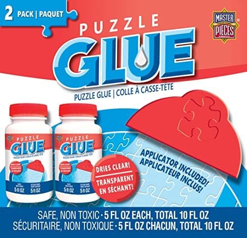 MasterPieces Jigsaw Bottle & Wide Plastic Spreader Puzzle Glue, 5 Ounces, Blue,Orange 10 Fl Oz