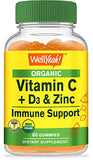 WellYeah Organic Vitamin C + D3 + Zinc Gummies - Immune Boosting, Antioxidant-Rich, and Bone Health Supporting, USDA Organic, Vegan, and Non-GMO - Gluten-Free, Nut-Free Gummy - 60 Count