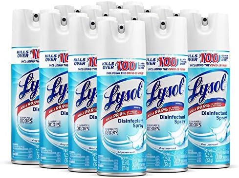 Lysol Disinfectant Spray, Sanitizing and Antibacterial Spray, For Disinfecting and Deodorizing, Crisp Linen, 12.5 Fl. Oz (Pack of 12)