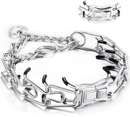 Dog Prong Collar, Adjustable Stainless Steel Prong Collar for Small Medium Large Dogs, Pinch Collar with Quick Release Buckle