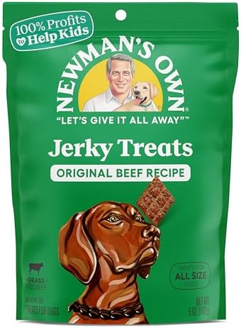 Newman's Own Jerky Treats for Dogs - Original Beef Recipe - 5 oz - 6 Pack - Treats Dogs - Made with Grass Fed Beef - High in Protein