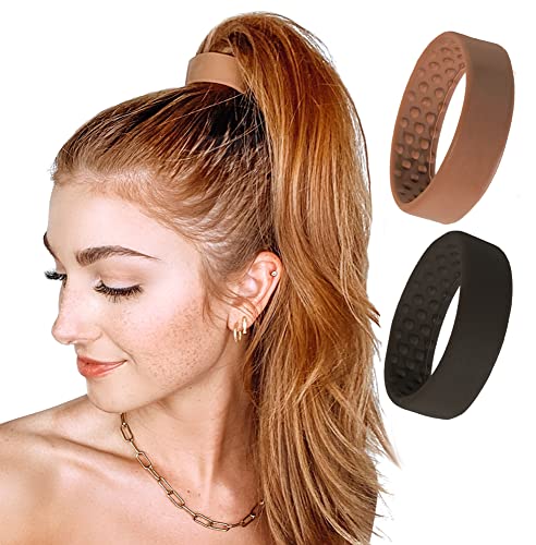 2 Medium PONY-Os for Fine to Normal Hair or Slightly Thick Hair (Black and Copper)