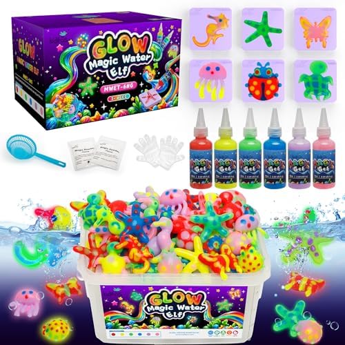 Kiditos Glow in The Dark Magic Water Elf Toy Kit, Magic Aqua Fairy Water Gel Kit with 6 Glow Colors and 6 Molds. Christmas Gifts, Birthday Gifts, Party Favors, Arts & Crafts DIY STEM for Kids