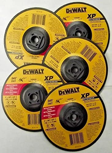 DEWALT 6" x 0.045" x 5/8-11 Aluminum Oxide Extra Coarse Coated Metal Cutting Wheels 5 Pack for Angle Grinder