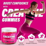 Creatine Monohydrate Gummies 5000mg for Men & Women, Gomitas de Creatina 5g Creatine Monohydrate, 0g Sugar Chewables Creatine Pre-Work Out for Muscle Strength, Vegan, Strawberry Flavor, 120 Count