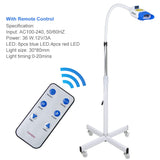 Professional Teeth Whitening Machine LED Light, Mobile 36W Dental Teeth Whitening Lamp Bleaching, Tooth Whitener 3 Colors Blue/Red/Purple Light with Remote Control