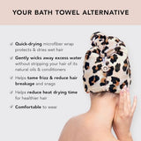 Kitsch Microfiber Hair Towel Wrap for Women - Quick Dry Towel | Microfiber Towel for Hair | Hair Drying Towel Wrap for Long Hair | Hair Towels for Women | Hair Turban Towel for Wet Hair (Leopard)