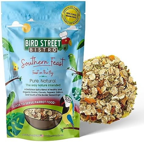 Parrot Food - Parakeet & Cockatiel Food - Cooks in 3-15 min w/Natural & Organic Grains, Legumes, Non-GMO Fruits, Vegetables & Healthy Spices