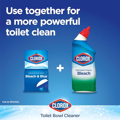 Clorox Ultra Clean Toilet Tablets Bleach & Blue, Rain Clean, 4 Ct (Package May Vary)