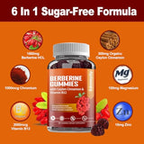Berberine Gummies 1600mg with Ceylon Cinnamon Sugar Free High Potency Berberine HCI Supplement with Magnesium Glycinate and Turmeric Extract for Immune System & Metabolism Support (60 Count Pack of 1)