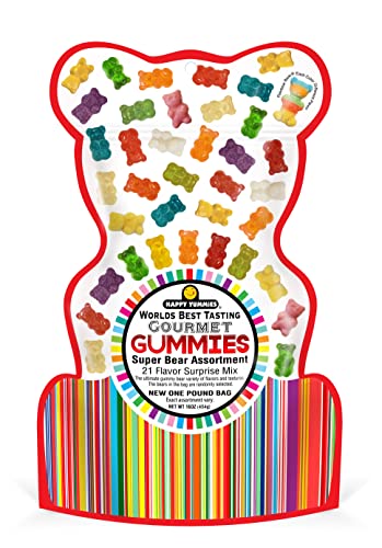 Happy Yummies Worlds Best Tasting Gourmet Gummies 21 Flavor Super bear Assortment 16oz