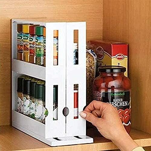 Rotating Spice Rack Seasoning Storage Holder, Plastic, Multi-Functional, Easy Installation, 11x11x5 Inch
