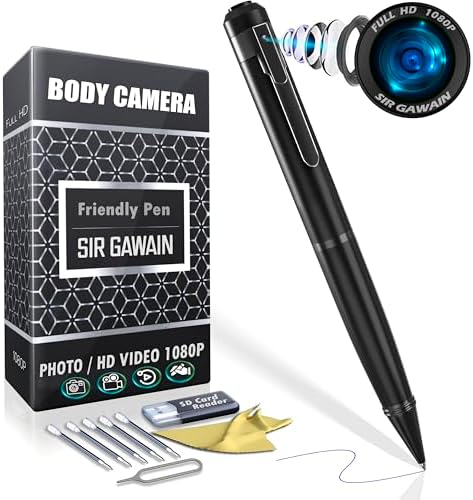 SIRGAWAIN 1080P Body Camera Pen [Upgraded 2024] – Body Cam with HD Video or Picture Taking, SD Card Storage, and Manual Control for Privacy Compliance